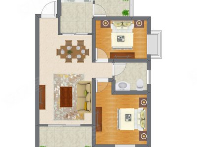 2室2厅 80.00平米