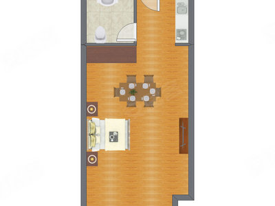 1室2厅 50.80平米户型图