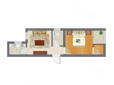 1室1厅 41.20平米户型图