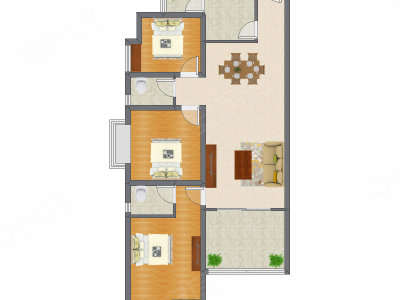 3室2厅 105.76平米