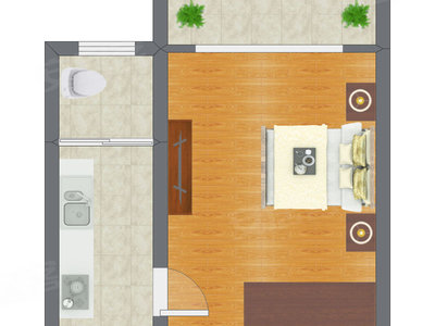 1室0厅 33.27平米户型图