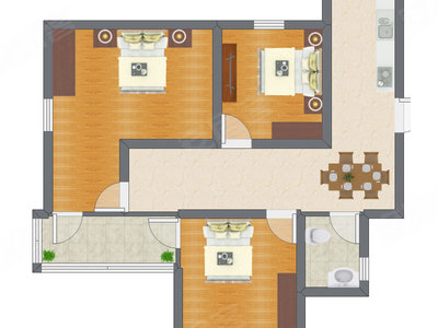 3室1厅 59.76平米