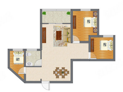 3室2厅 65.85平米