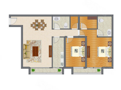 2室2厅 121.53平米