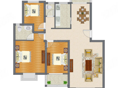 3室2厅 120.54平米户型图