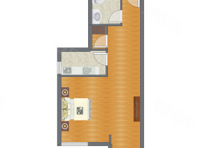 1室0厅 60.48平米户型图