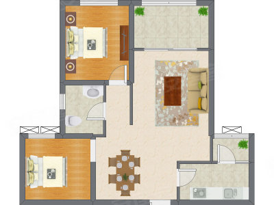 2室2厅 70.50平米户型图