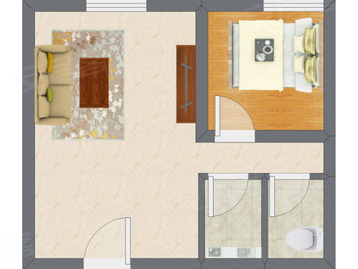 1室1厅 45.70平米户型图