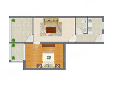 1室1厅 60.53平米户型图