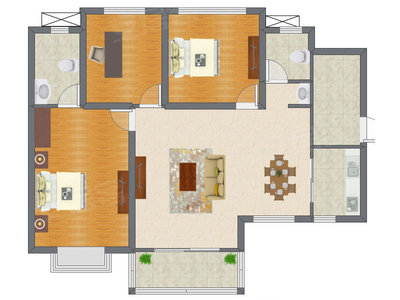 3室2厅 90.82平米