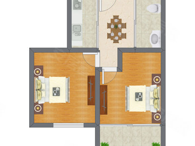 2室1厅 60.19平米