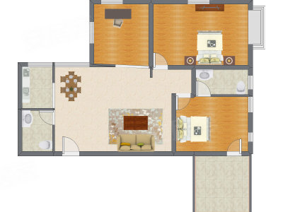 2室2厅 131.37平米户型图