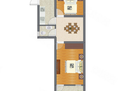 2室1厅 36.41平米