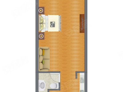1室1厅 49.49平米户型图