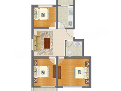 3室1厅 83.00平米