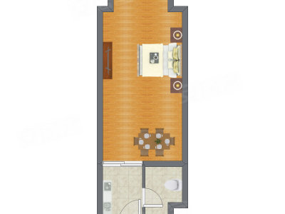 1室0厅 45.04平米户型图