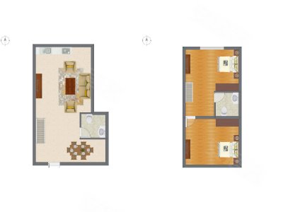 2室1厅 43.47平米户型图