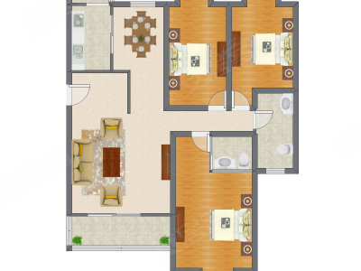 3室2厅 128.80平米