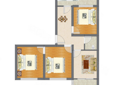 3室2厅 78.36平米户型图