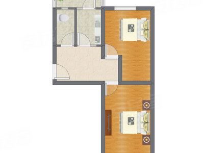 2室1厅 59.36平米户型图