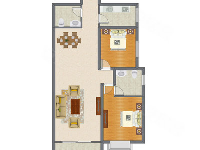 2室2厅 115.55平米户型图