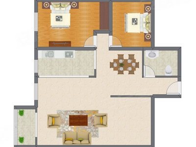 2室1厅 97.73平米