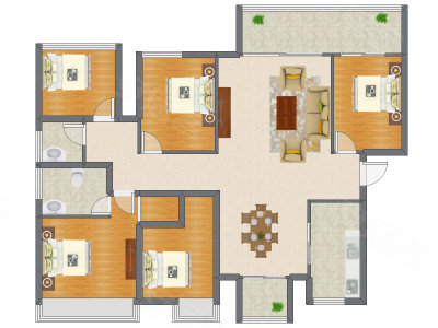 5室2厅 143.28平米户型图