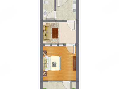 1室1厅 36.15平米户型图