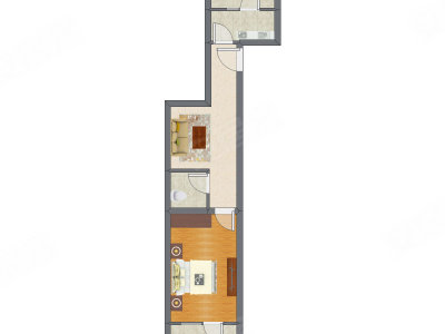 1室1厅 45.33平米户型图