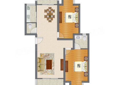 2室2厅 98.99平米户型图