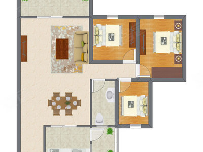 3室2厅 80.84平米