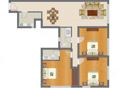 3室1厅 89.76平米
