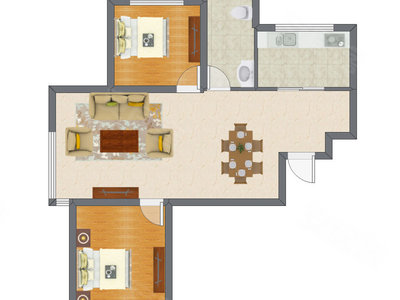 2室2厅 94.76平米户型图