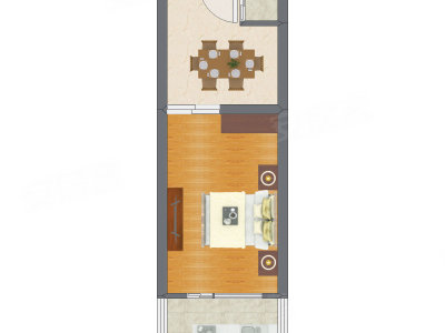 1室1厅 32.44平米户型图