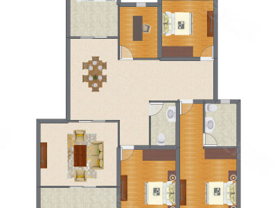 4室2厅 126.67平米