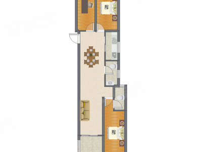 3室2厅 65.72平米