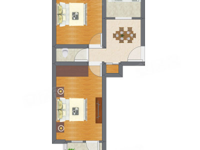 2室1厅 53.50平米户型图