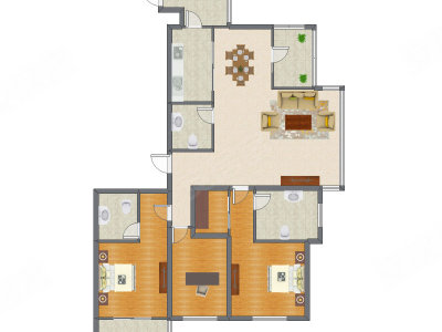 3室2厅 134.50平米户型图