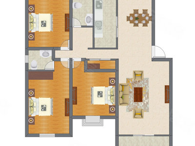 3室1厅 99.93平米