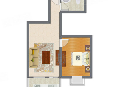 1室1厅 59.09平米