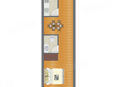 1室1厅 30.28平米户型图