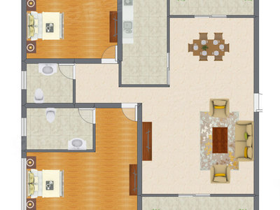 2室2厅 124.64平米
