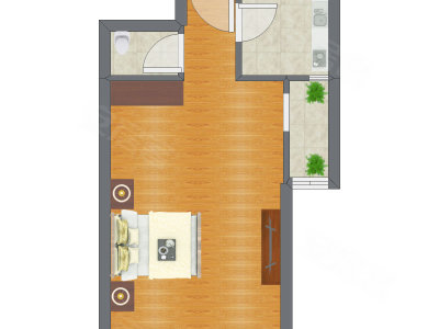 1室0厅 27.11平米户型图
