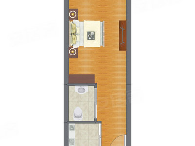 2室2厅 24.19平米户型图