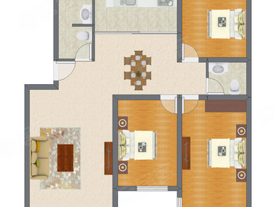 3室2厅 128.56平米
