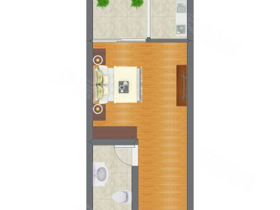 1室0厅 28.51平米户型图