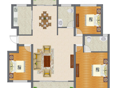 3室2厅 151.60平米户型图