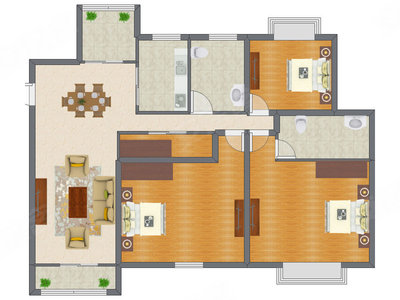 3室2厅 123.61平米