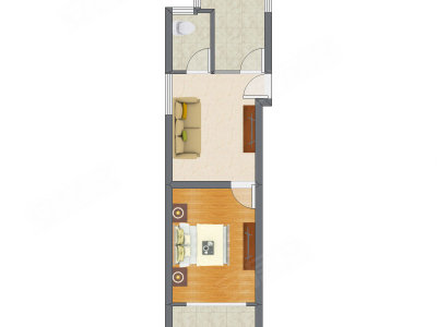 1室1厅 52.23平米