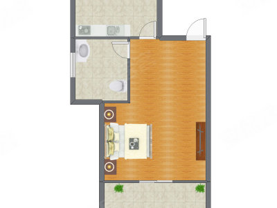 1室1厅 53.78平米